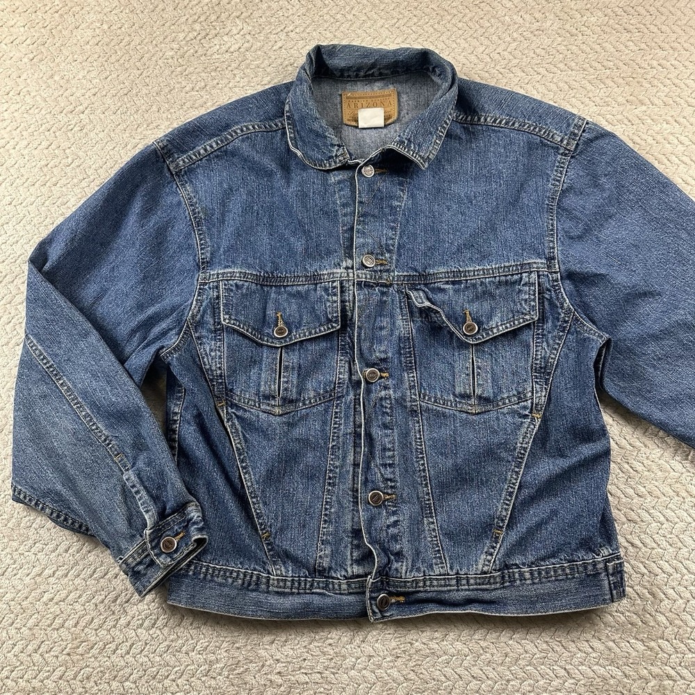 Vintage 90's Jean Jacket Arizona Denim Men's Medium Trucker Grunge Biker Punk